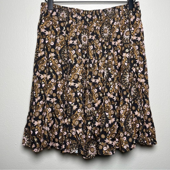 Anthropologie Porridge Women Skirt Medium Black Floral Fairy Grunge‎ Brown Pink - Picture 1 of 8